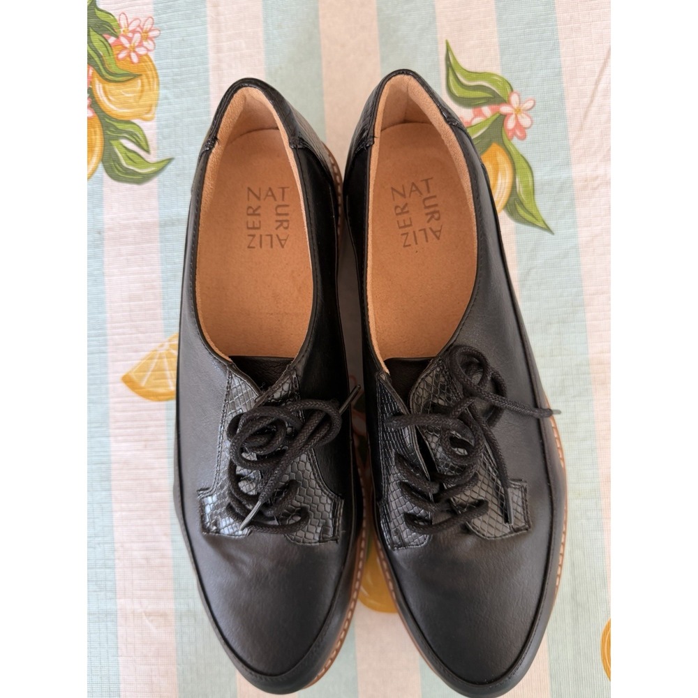 Naturalizer Black Size 11 Wide Oxfords Leather Shoes Lace Up Comfort -C1 - Picture 3 of 6